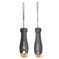 Набор отверток 2шт Deli "Home Series Gray" HT1002C (SL5x100+PH1x100, Cr-V, Soft Touch, эксклюзивный дизайн), серый