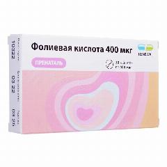 Фолиевая кислота Пренаталь, при планировании беременности, таблетки, 400 мкг, 30 шт.