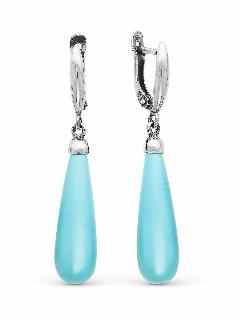 Серьги с подвесками ZLATBERRY, серебро, 925 проба, бирюза синтетическая, серебристый, бирюзовый