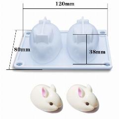 Силиконовая форма для свечей UDOCOOL 3D кролик, 2PCS Rabbit, as the picture show