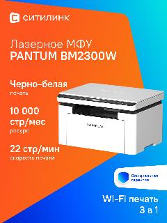 МФУ лазерный Pantum BM2300W черно-белая печать, A4, цвет белый