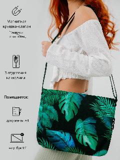 Сумка планшет НЕСТАНДАРТИКА, тропические листья, 34x5x27 см