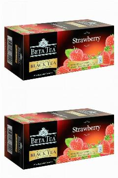 Beta Tea Черный чай Клубника, 25 пакетиков по 2 г, 2 уп