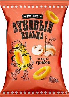 «Mini Free», луковые кольца со вкусом грибов, 45 г, 6 штук
