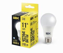 Лампа светодиодная ECO A60 11Вт грушевидная 230В 6500К E27 IEK LLE-A60-11-230-65-E27, белый, дневной белый