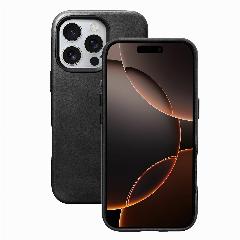 Кожаный чехол с Magsafe iCarer Oil Wax для iPhone 16 Pro Max, черный, black