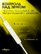 Наушники проводные вкладыши FORZA PLUS Классика, 3,5 мм mini Jack, 1.2 м, гарнитура, пластиковый бокс, белые — фото 3