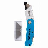Строительный нож, трапециевидное лезвие, складной, прорезин, 5 сменных лезвий, голубой — фото 3