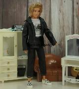 Мужская кожаная куртка для куклы Кен 1/6, черный, for dolls about 29cm height — фото 3