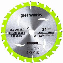 Диск по дереву Ø184х20 мм 24T для циркулярной пилы Greenworks GD24CS 24V