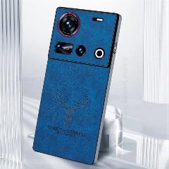 Кожаный чехол для ZTE nubia Z70 Ultra 3D с мультяшным лосем и головой оленя для Nubia Z60S Pro Z50 Ultra Мягкая силиконовая защитная рамка, Синий, Nubia Z60 Ultra