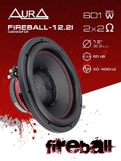 Сабвуфер автомобильный AurA FIREBALL-12.2i, черный/красный