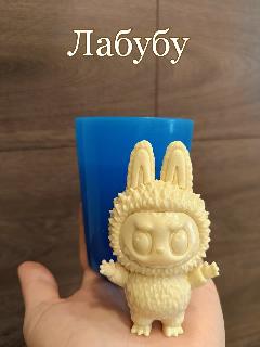 Силиконовый молд Лабубу (Labubu), из пищевого силикона, 8x4x3 см, синий