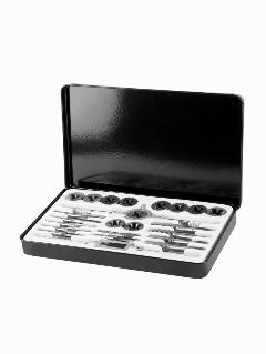 Набор метчиков и плашек (24 предмета) "AV Steel" (1/4"-1/2") в метал. кейсе