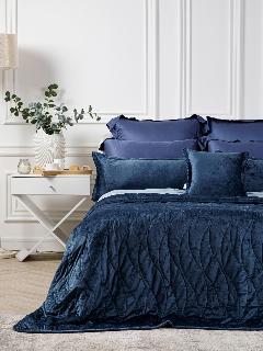 Покрывало GOLDTEX "Велюр", наполнитель "Лебяжий пух", 240x260 см, деним, евромакси
