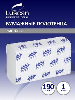 Бумажные полотенца Luscan Professional, листовые, 1 слой, 21 упаковка по 190 листов, белый,, 22.5x20.5