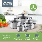 Набор кастрюль Domfy Home Cucina 8 предметов, для всех типов плит, нержавеющая сталь, DKM-CW108, серебристый — фото 1