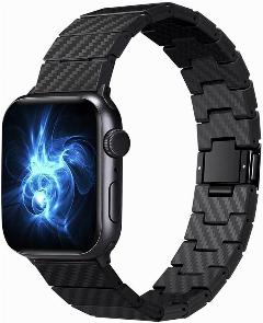 Карбоновый ремешок для Apple Watch Series 1-8 и Ultra - 42/44/45/49 мм (эпл вотч), черный