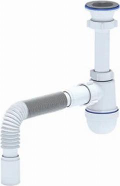 Сифон Ани Пласт Грот A0105 1 1/2"*40 c гибкой трубой 40*40, белый