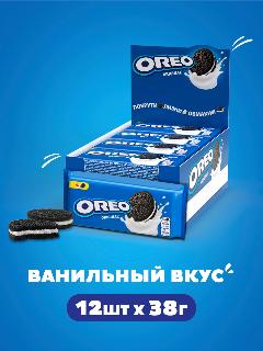 Печенье Oreo с какао и начинкой с ванильным вкусом, ваниль, какао, 12 уп.