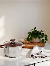 Кастрюля нержавеющая сталь, 3.8 л, с крышкой, крышка стекло, Daniks, Веллингтон, GS-01415-20CA, индукция, серебристый — фото 2