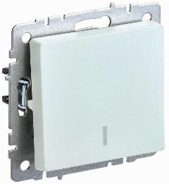 Выключатель 1-кл. СП BRITE ВС10-1-1-БрЖ 10А с инд. жемчуж. IEK BR-V10-1-10-K36, белый