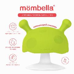 Прорезыватель грызунок для зубов Грибочек 3в1 Mombella, 3+ мес, силиконовый, зелёный, зеленый грибочек, 6.4x7.4 см