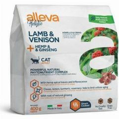 Корм сухой Alleva Holistic для взрослых кошек с ягненком и олениной, коноплей и женьшенем 0,4 кг