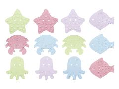 Антискользящие мини-коврики Roxy-Kids Sea Animals, Soft Colours, для ванны, 12 шт, в ассорт., многоцветный