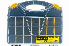 STAYER SPACE-15, 380 х 310 х 70 мм, (15"), пластиковый органайзер с 21 ячейкой (38038-15), прозрачный
