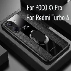Чехол для телефона из плексигласа из искусственной кожи для POCO X7 Pro X7Pro, магнитная металлическая подставка с кольцом, противоударная защитная задняя крышка для POCO F7 Ultra, black, For POCO X7