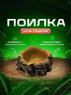 Поилка для рептилий кормушка поилка для террариума, черепах, змей Simple Zoo, 40х35х15 мм, коричневый