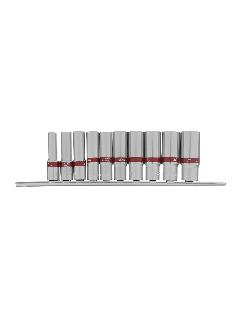 Набор удлиненных торцевых головок 3/8" Matrix 6 гранные, CrV, 8-19мм, 10 шт 13591