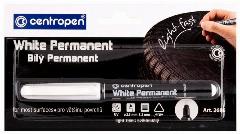 Маркер перманентный белый CENTROPEN, круглый наконечник, 1,2 мм, блистер, 2686, 5 2686 6000