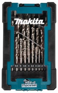 Набор свёрл по металлу 1-13мм, 25шт, HSS-G MAKITA D-67555