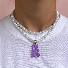 Бусы, 42 см, лавандовый