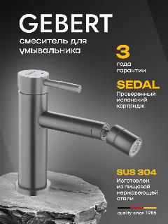 GEBERT GB17101.17 GRAPHITE PVD cмеситель для биде, стандартный излив, графит/оружейная сталь, графит (оружейная сталь)