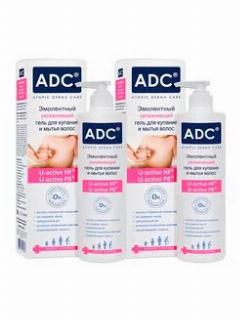 ADC Набор Эмолентный гель для купания и мытья волос, для атопичной кожи, гипоаллергенный, 200 мл 2шт, 0+