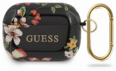 Чехол Guess для Airpods Pro TPU case with ring Flower N.4 Black