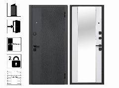 Дверь Ferroni Флорида зеркало 860R, черный кварц, 860x2050