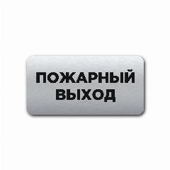 "Пожарный выход" Интерьерная офисная табличка 120х60мм, на стену, на дверь, Прямоугольная серебряная, Пластик с лазерной гравировкой
