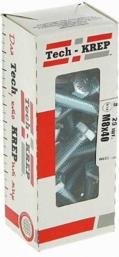 Болт с шестигранной головкой М8х40 DIN 933 оцинк. (уп.25шт) Tech-Krep/Zitar 105210