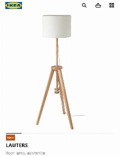 Торшер IKEA LAUTERS, дерево/белый , высота 151 см регулируется