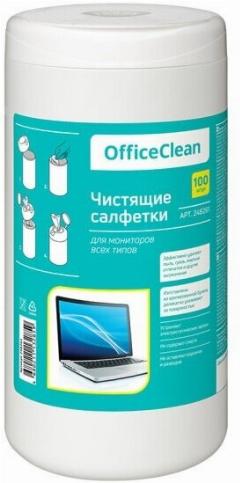Салфетки чистящие влажные Officeclean , для мониторов всех типов, в тубе, 100шт.