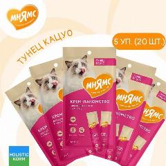 Мнямс Крем-лакомство для кошек с тунцом кацуо, 300 г (15 г х 4 - 5 упаковок)
