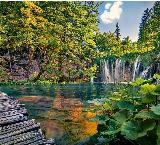 Фотообои водопад, природа, лес, на кухню, в коридор, в спальню. 270х300см, зеленый,небесно-голубой, 2,7х3 — фото 3
