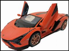 Машинка Lamborghini 1:24 с имитацией дыма оранжевая, 10x22x5 см