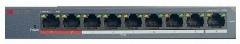 Коммутатор HiWatch DS-S908P(B) Сетевой неуправляемый 8 RJ45 100M PoE, 2 порта с высоким приоритетом, 1 Uplink порт 100М Ethernet, 2000