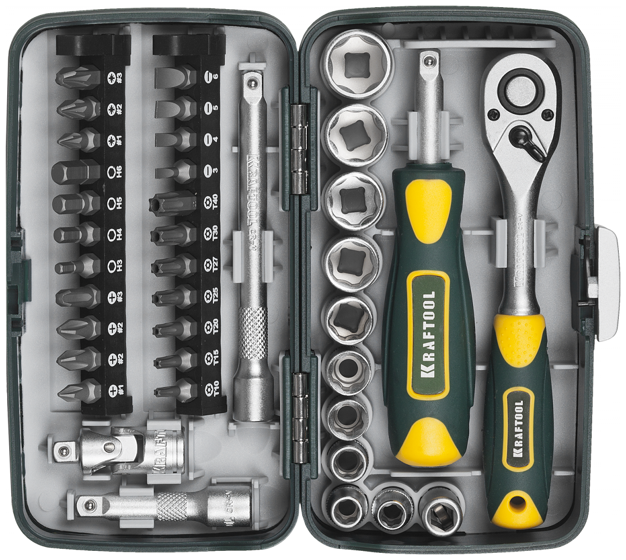 Набор слесарно-монтажного инструмента 1/4", 38 шт. KRAFTOOL 27970-H38