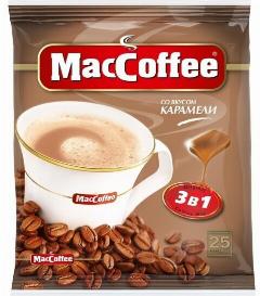 Кофейный напиток Maccoffee 3 в 1 со вкусом карамели растворимый 25 шт